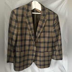 Brooks Brothers Tan and Blue Plaid Blazer